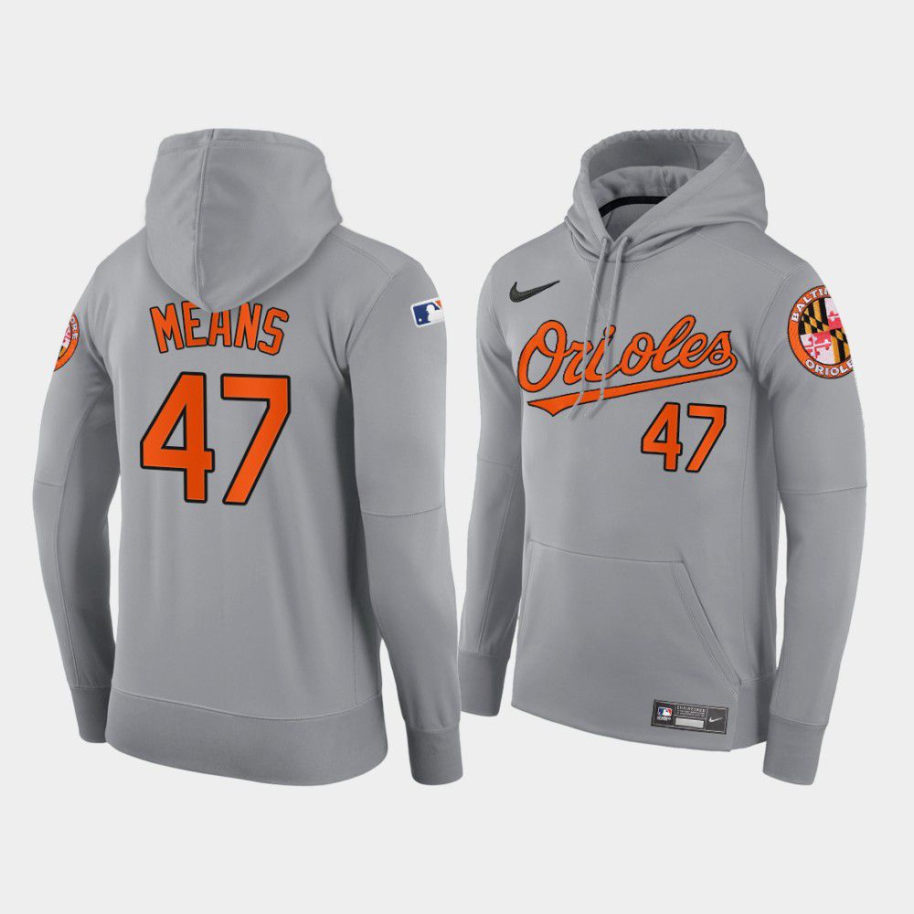 Cheap Men Baltimore Orioles 47 Means gray road hoodie 2021 MLB Nike Jerseys